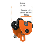 Trole de carga 1 ton para vigas IPS e IPR, ajustable, TRUPER