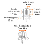 Trole de carga 3 ton para vigas IPS e IPR, ajustable, TRUPER