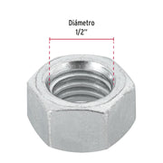 Blíster con 6 tuercas 1/2' hex de acero galvanizado, FIERO