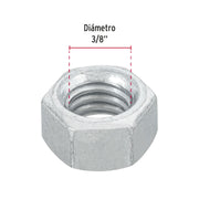 Blíster con 12 tuercas 3/8' hex de acero galvanizado, FIERO