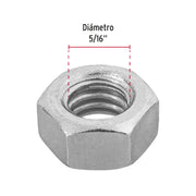 Blíster con 20 tuercas 5/16' hex de acero galvanizado, FIERO