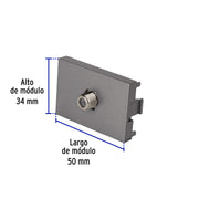 Toma de televisión acero inox de 1.5 módulos, línea Lisboa