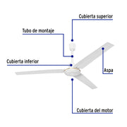 Ventilador de techo para interior, 56', blanco, VOLTECK