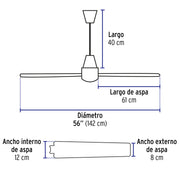 Ventilador de techo para interior, 56', blanco, VOLTECK