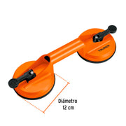 Ventosa de aluminio para vidrio, 2 copas de succión, TRUPER