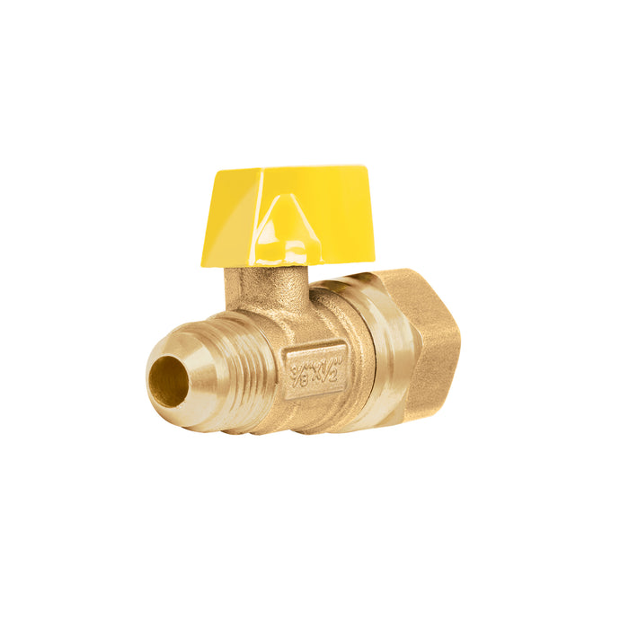 Válvula de control para gas, latón, 3/8' flare x 1/2' hembra