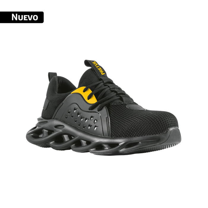 Tenis de seguridad #28, casquillo metálico, negros, PRETUL