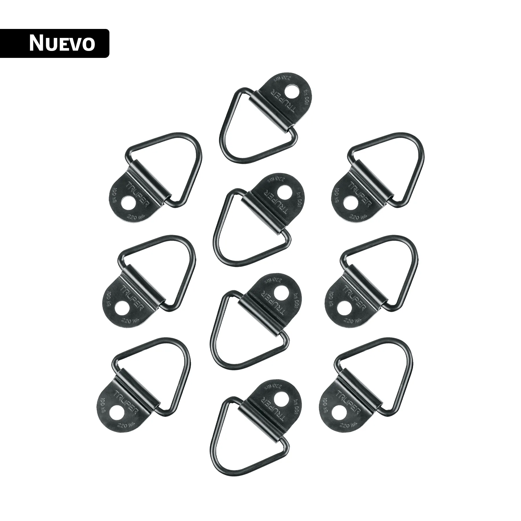 10 anclajes para amarre de carga, anillo en 'V' espesor 1/4'
