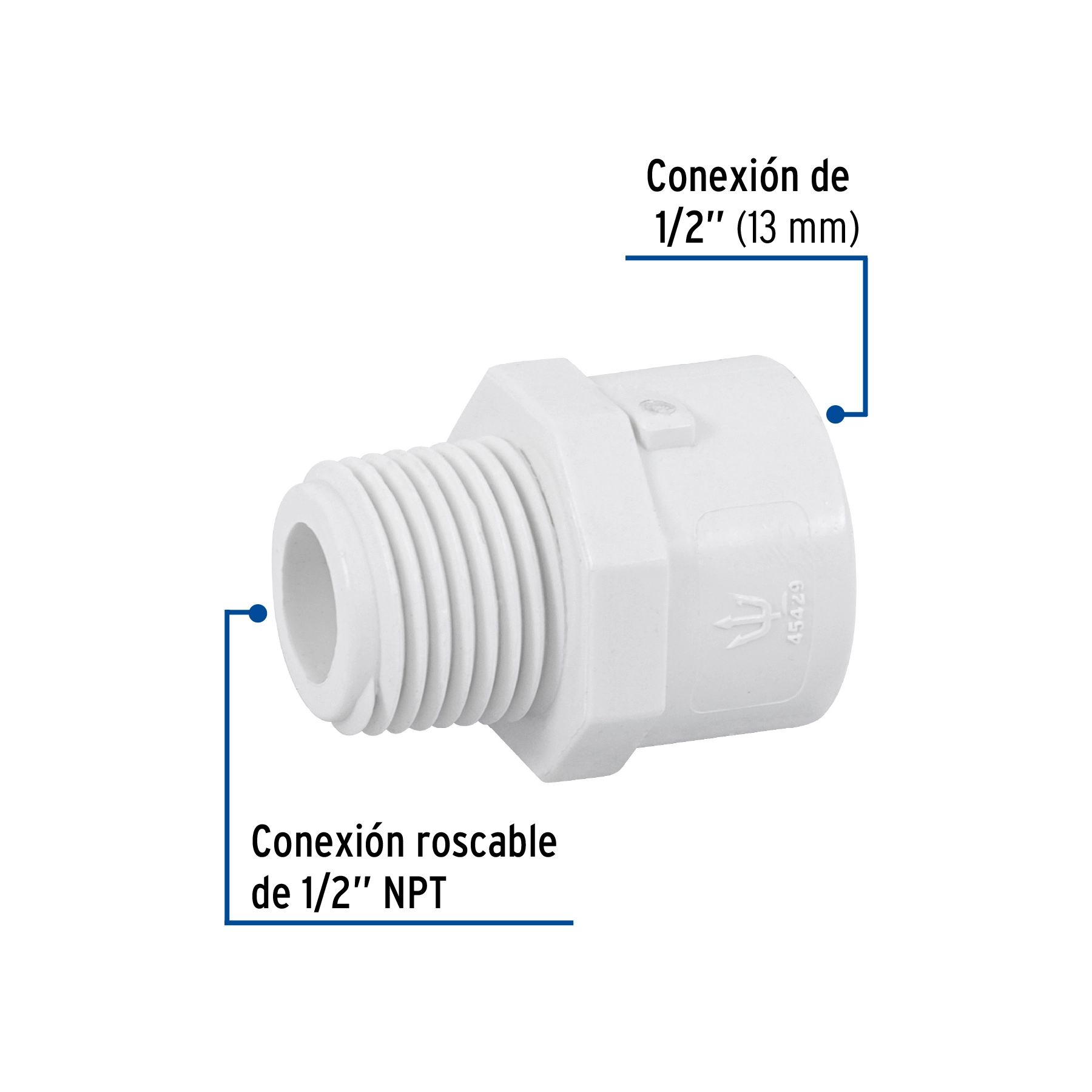 Adaptador macho de PVC de 1/2', FOSET