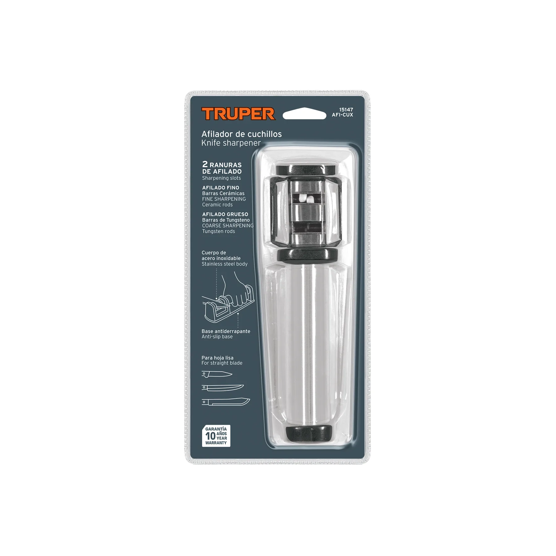 Afilador de cuchillos, cuerpo de acero inoxidable, TRUPER