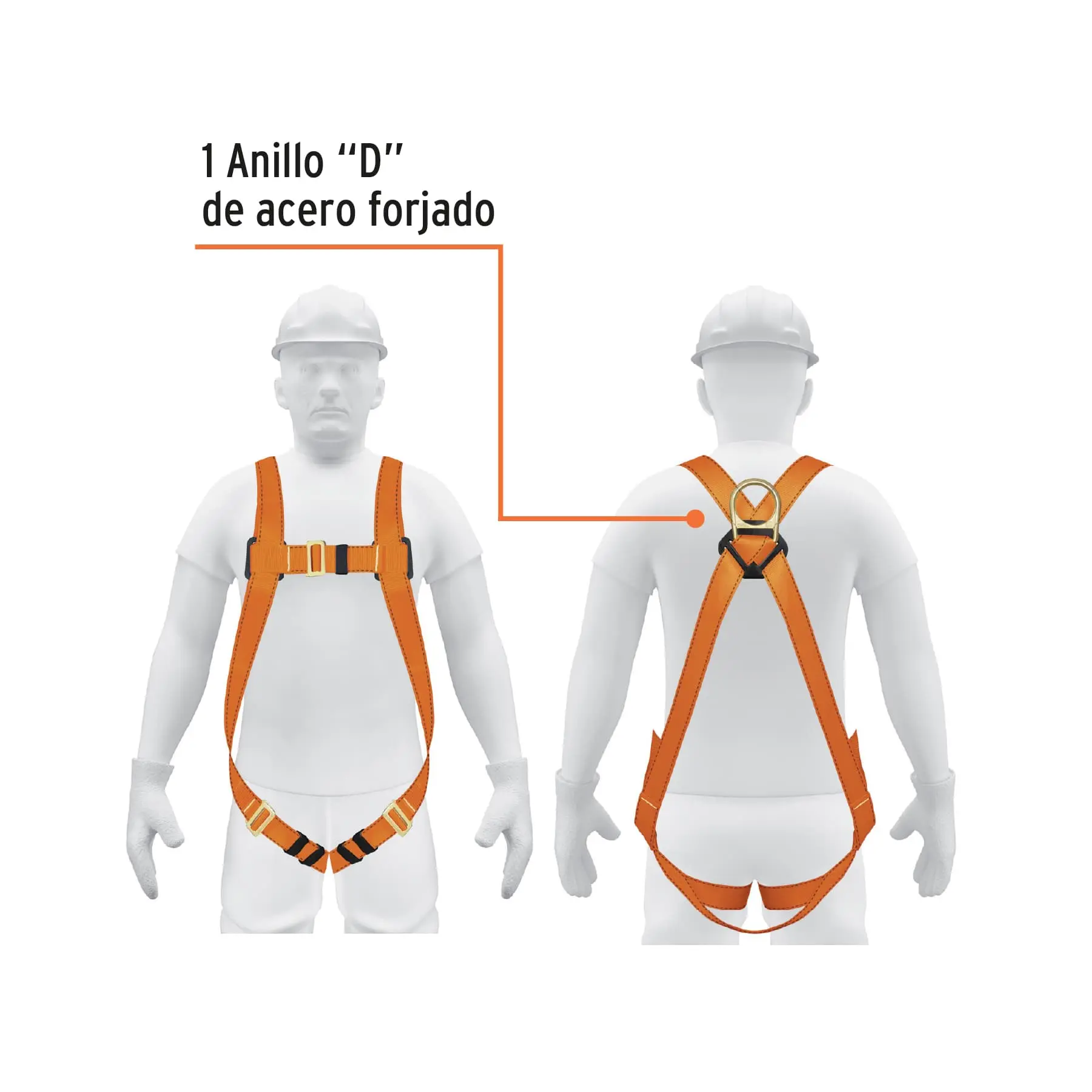 Arnés de cuerpo completo con 1 anillo, ANSI, TRUPER