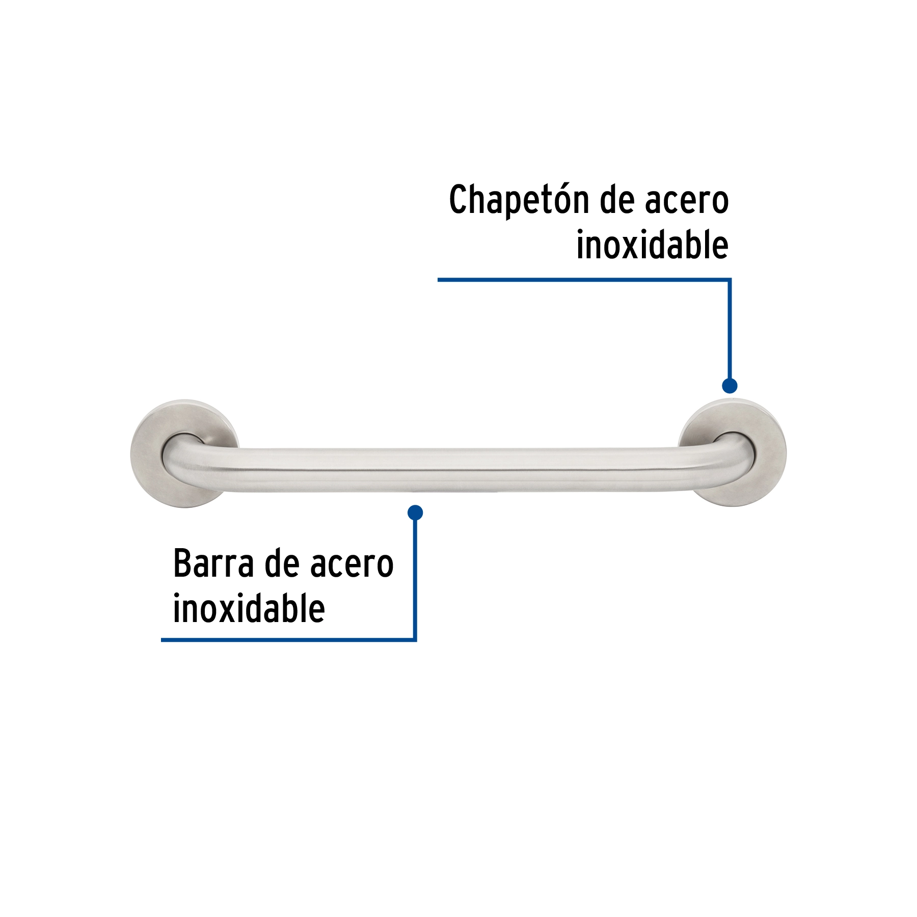 Barra recta de seguridad, acero inoxidable, 40cm, FOSET