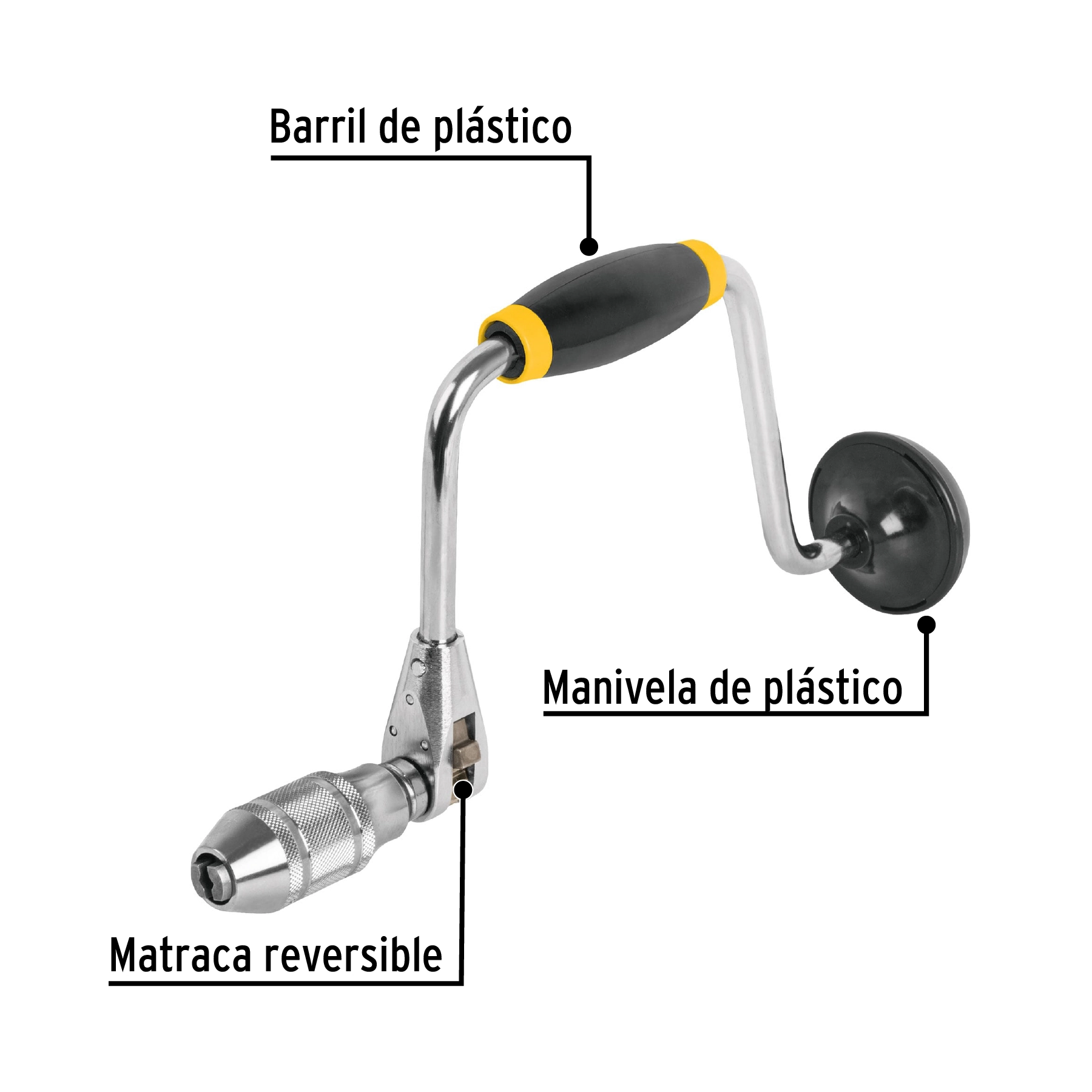 Berbiquí 12' perilla de plástico, PRETUL