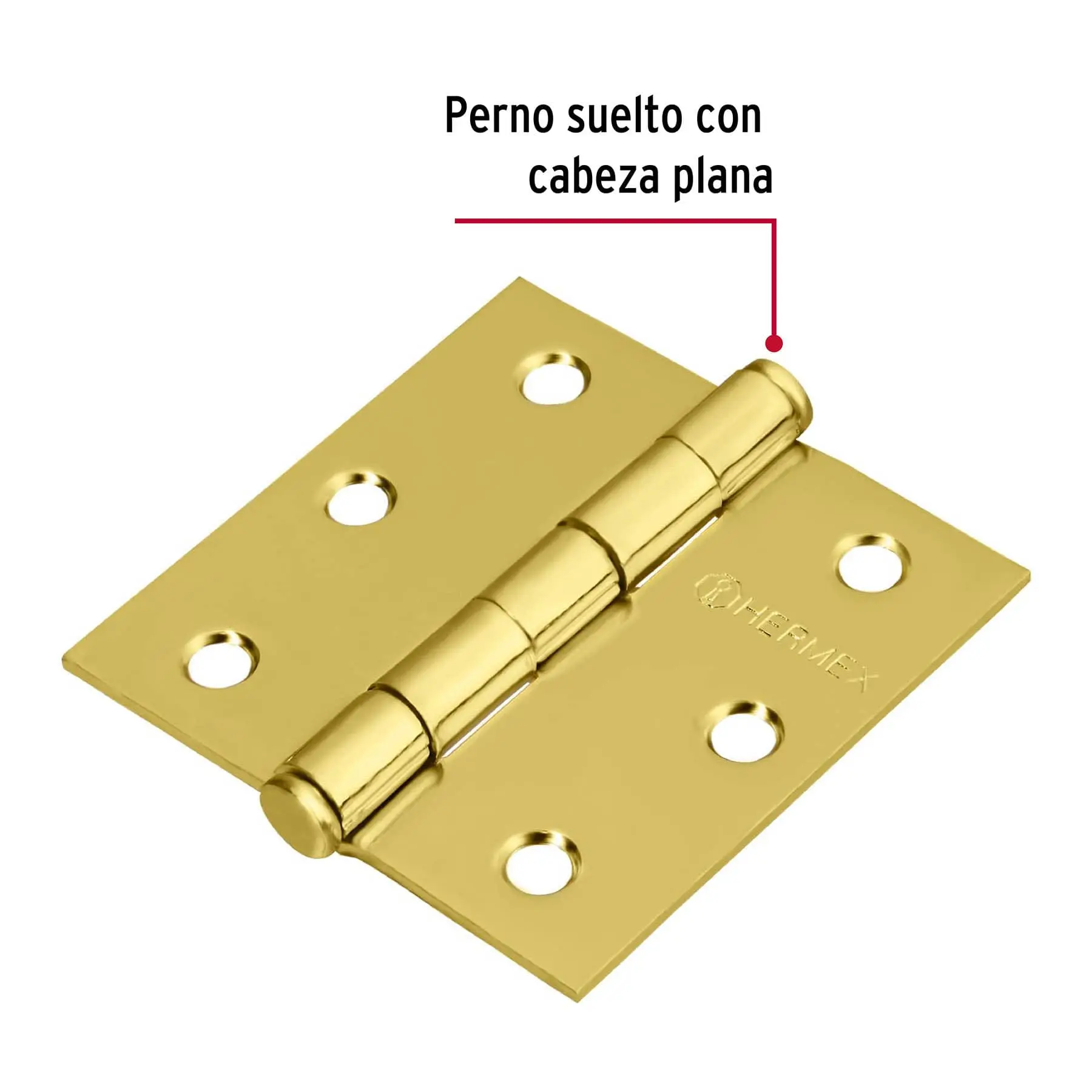 Bisagra cuadrada 2-1/2', acero latonado, cabeza plana HERMEX