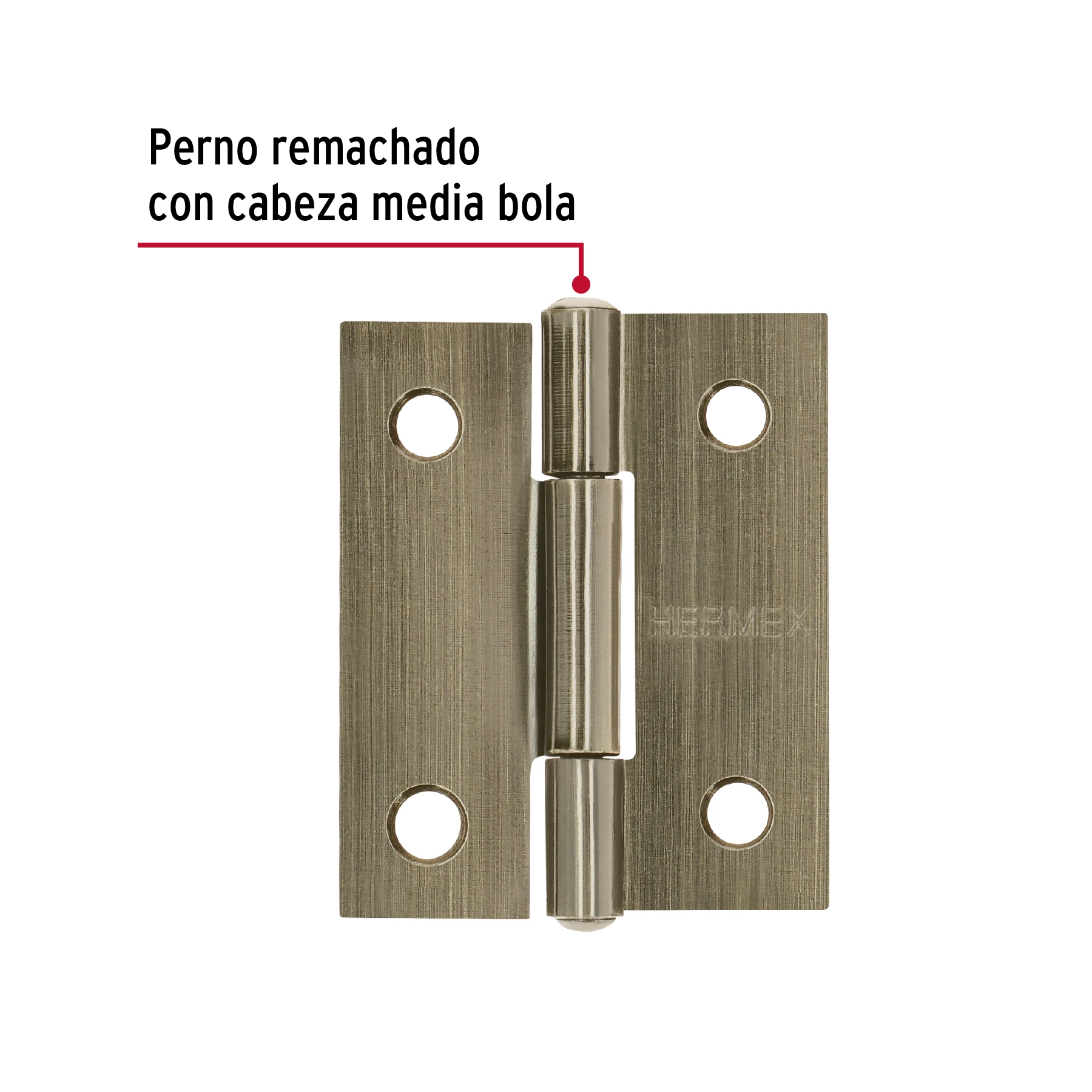 Bisagra rectangular 1-1/2 x 1-3/16', latón antiguo, HERMEX