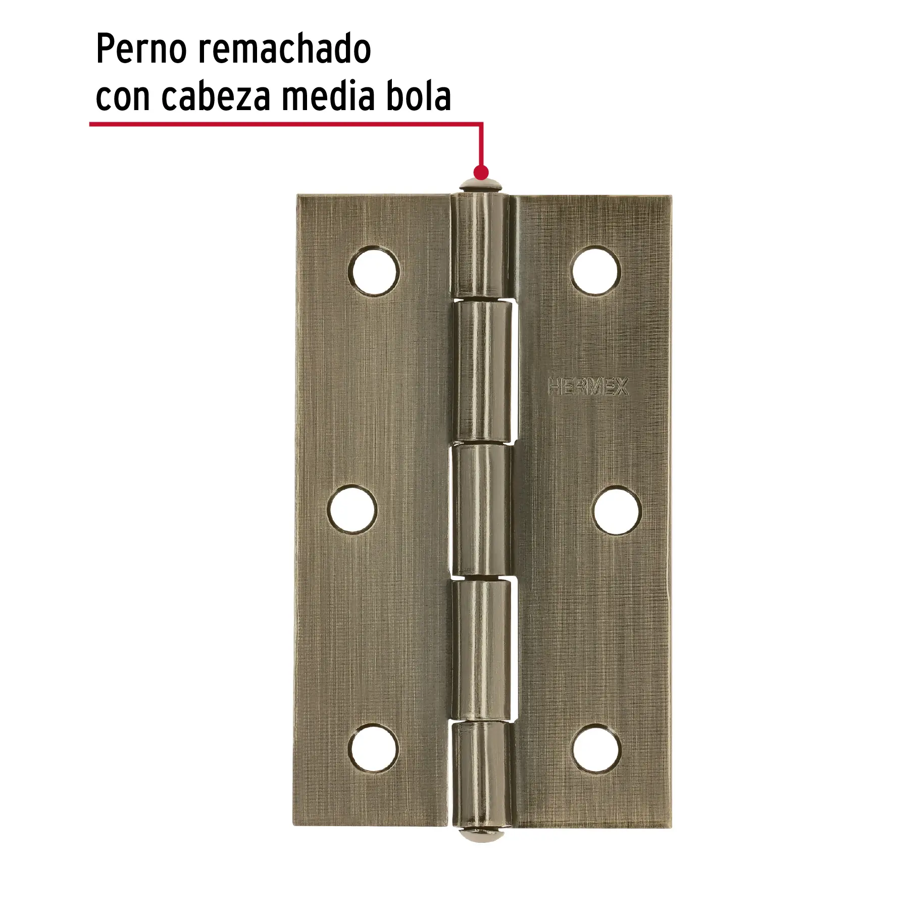 Bisagra rectangular 3-1/2 x 2-1/8', latón antiguo, HERMEX