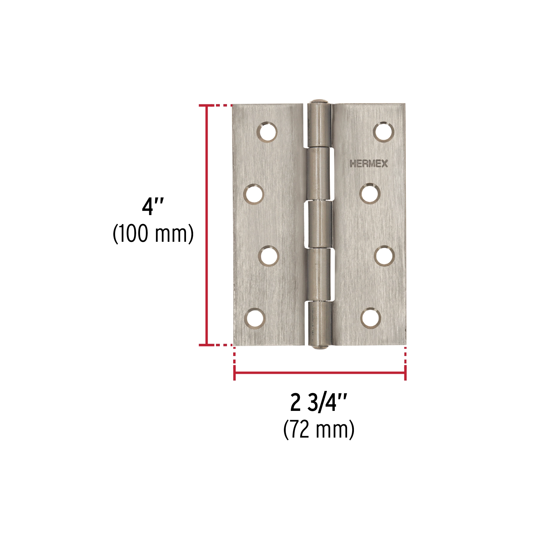 Bisagra rectangular 4 x 2-3/4', acero inoxidable, HERMEX