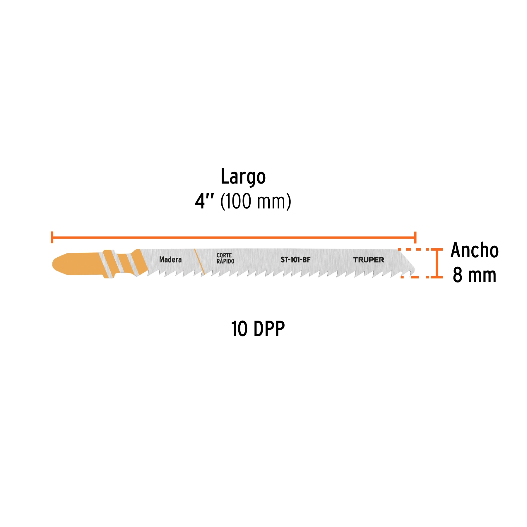 Blíster 5 seguetas T, 10 DPP BIM, corte recto p/ madera dura