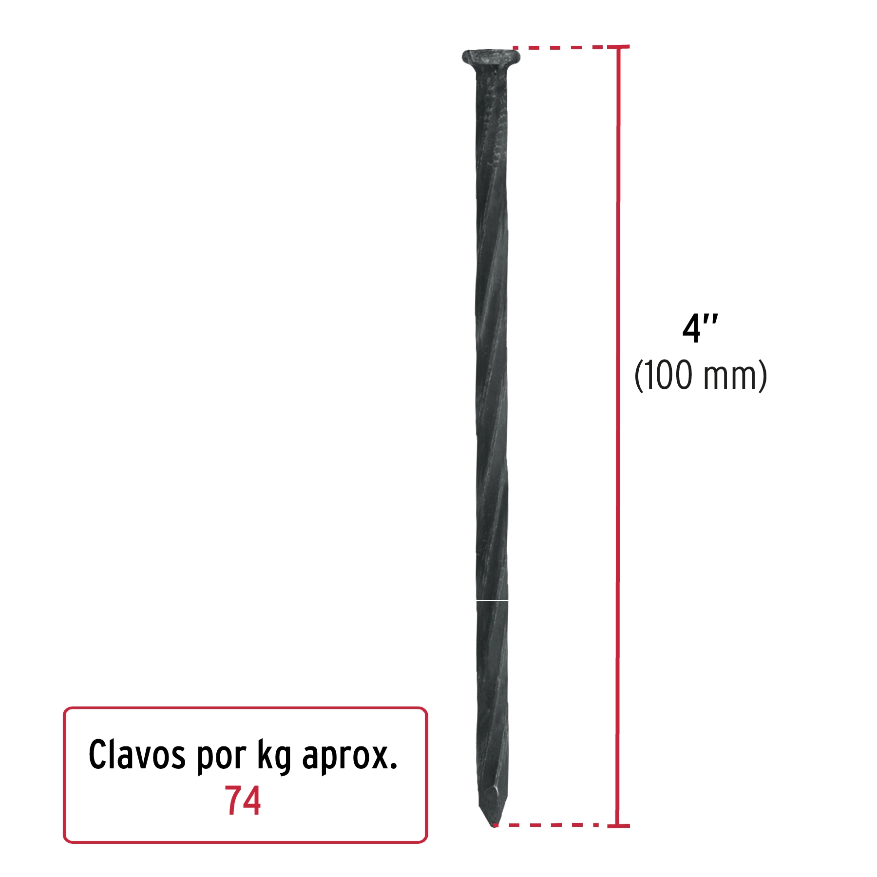 Bolsa con 1 kg de clavos para concreto negros 4', FIERO