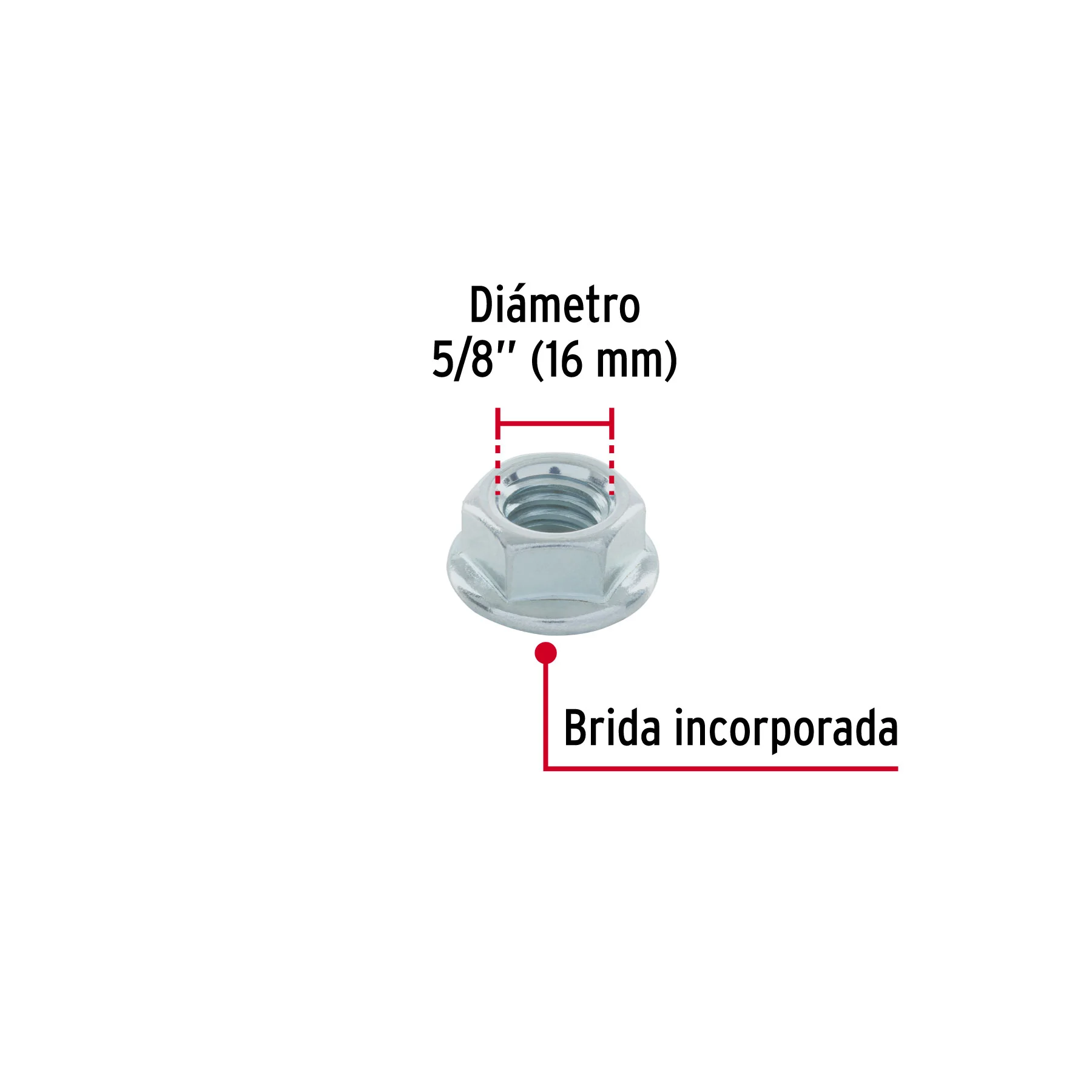 Bolsa con 15 tuercas flange, 5/8', acero galvanizado, FIERO