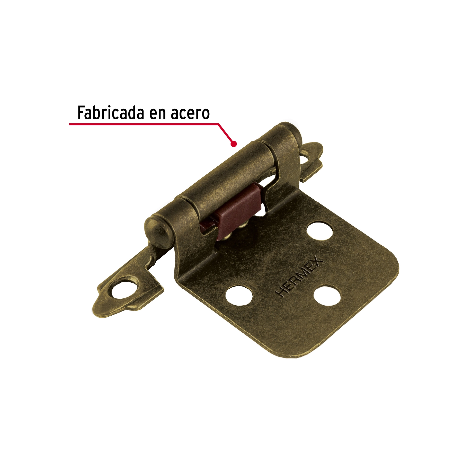 Bolsa 2 bisagras parche de 7 cm, latón antiguo, HERMEX