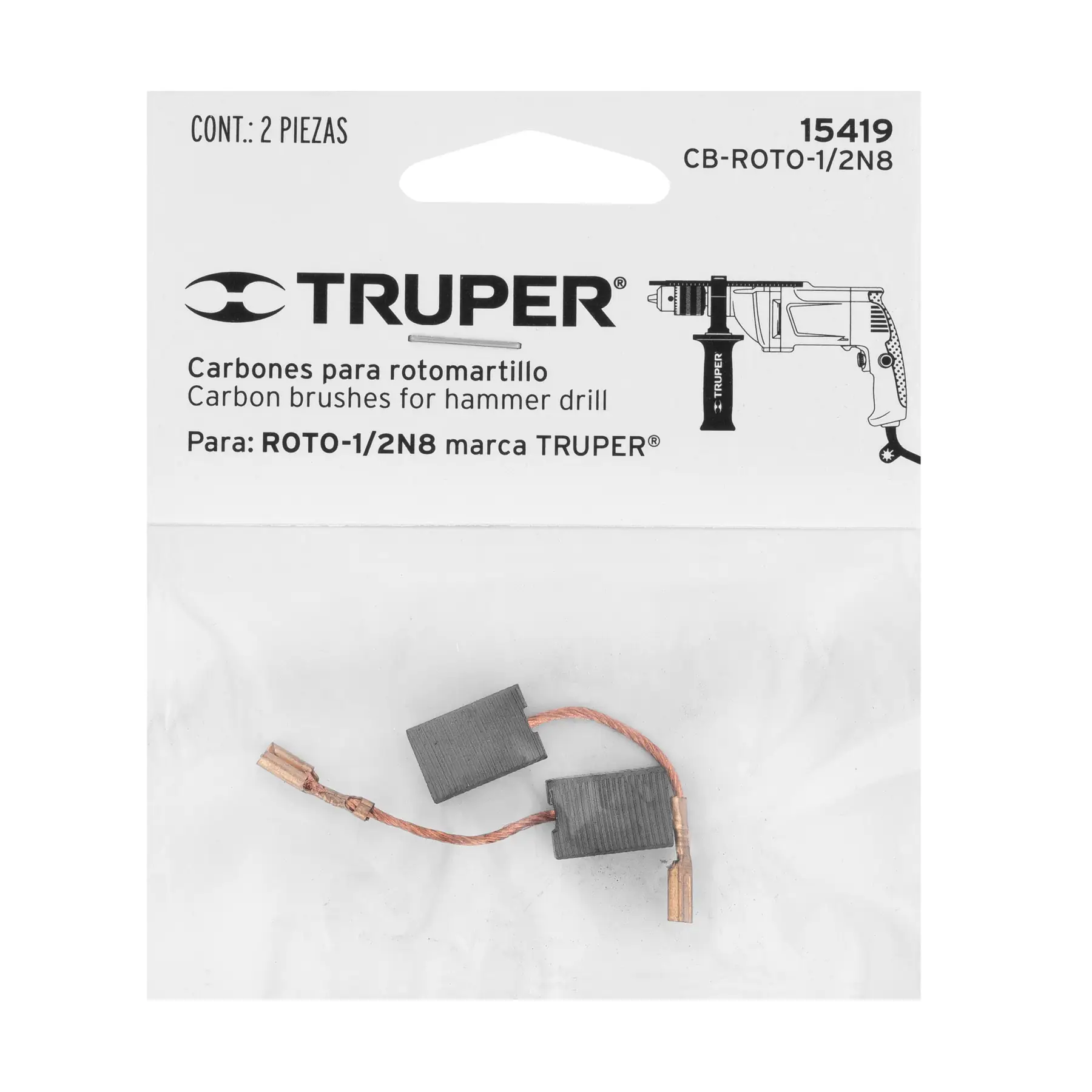 Bolsa con 2 carbones de repuesto para ROTO-1/2N8, TRUPER