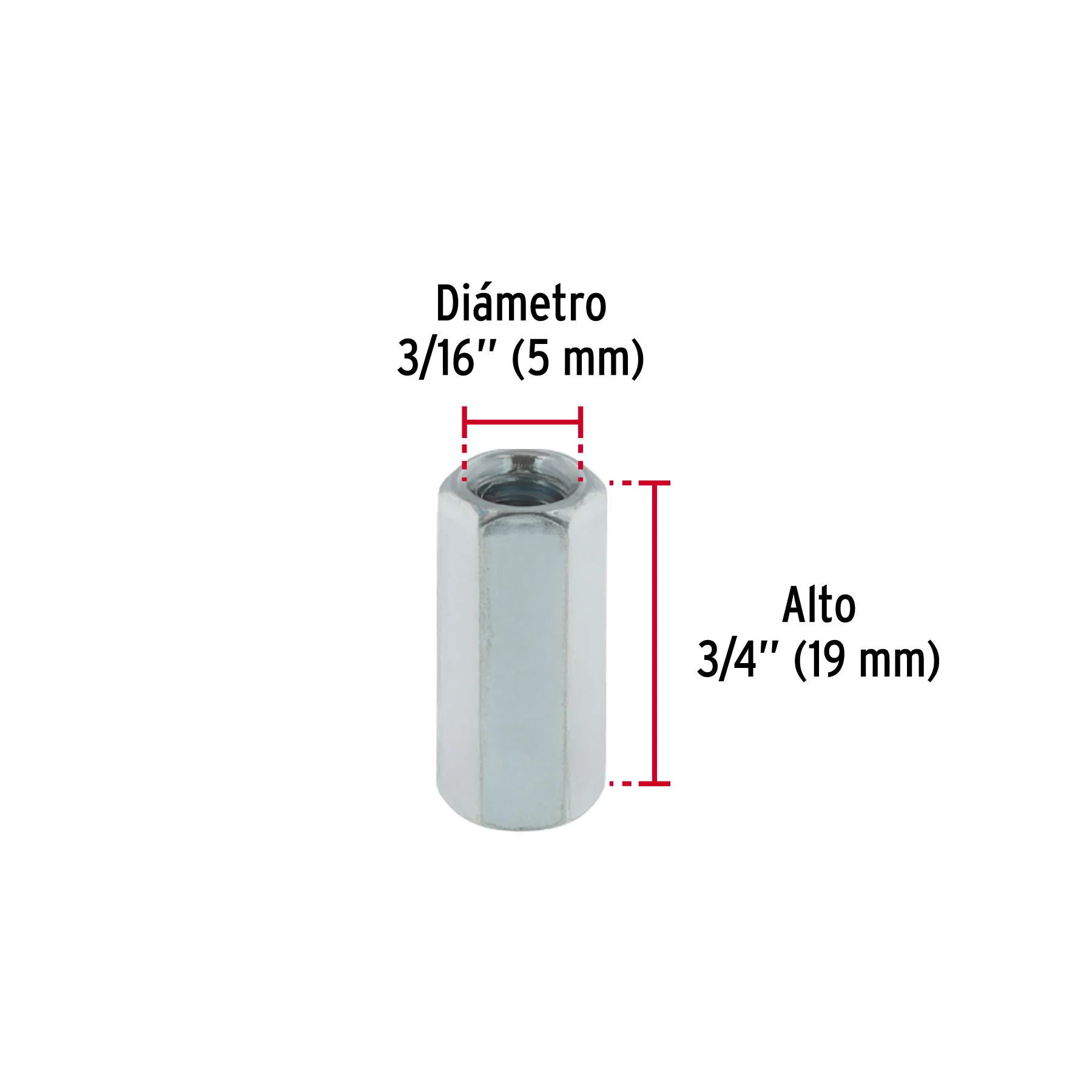 Bolsa con 5 tuercas cople, 3/16' acero galvanizado , FIERO