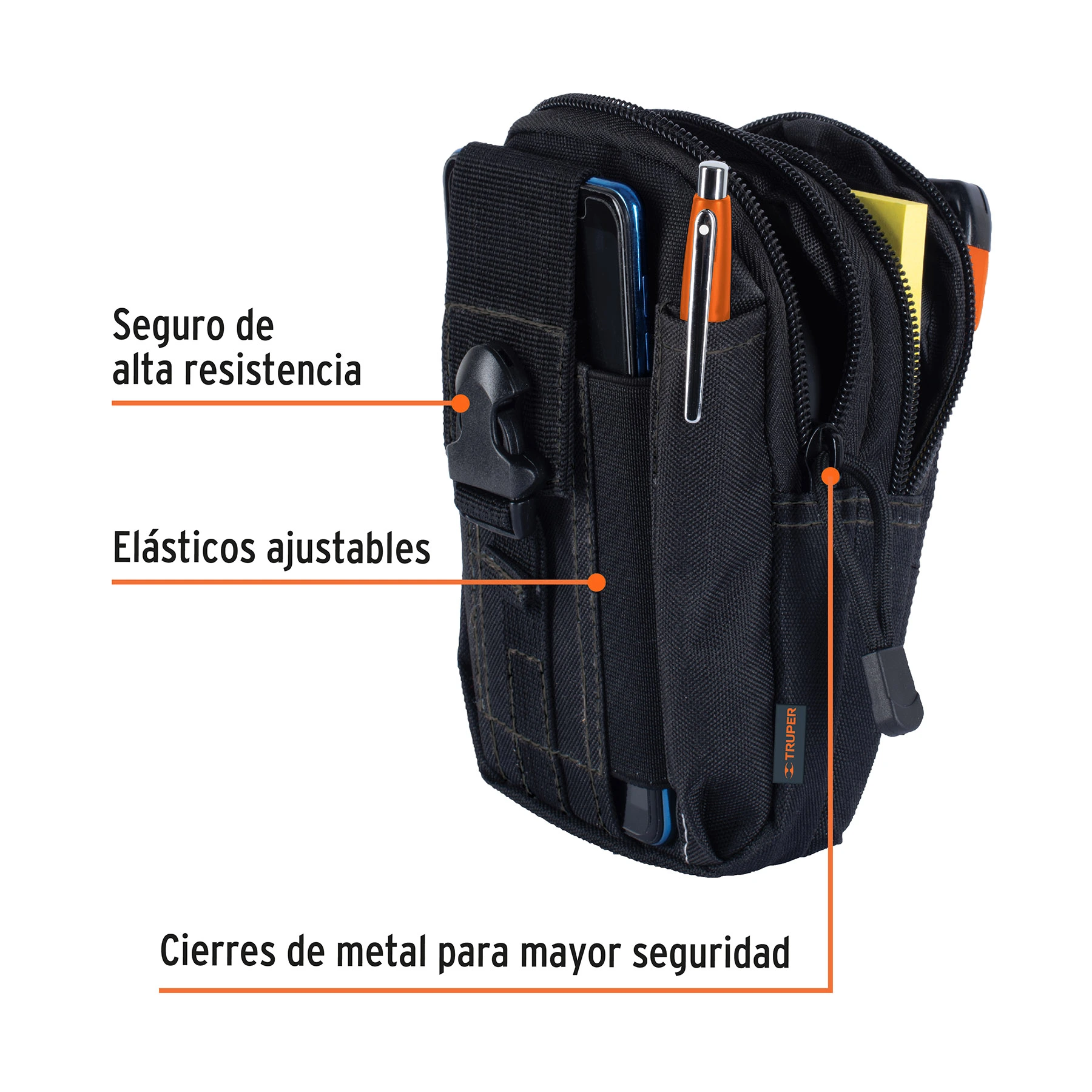 Bolso táctico negro para cinturón, TRUPER