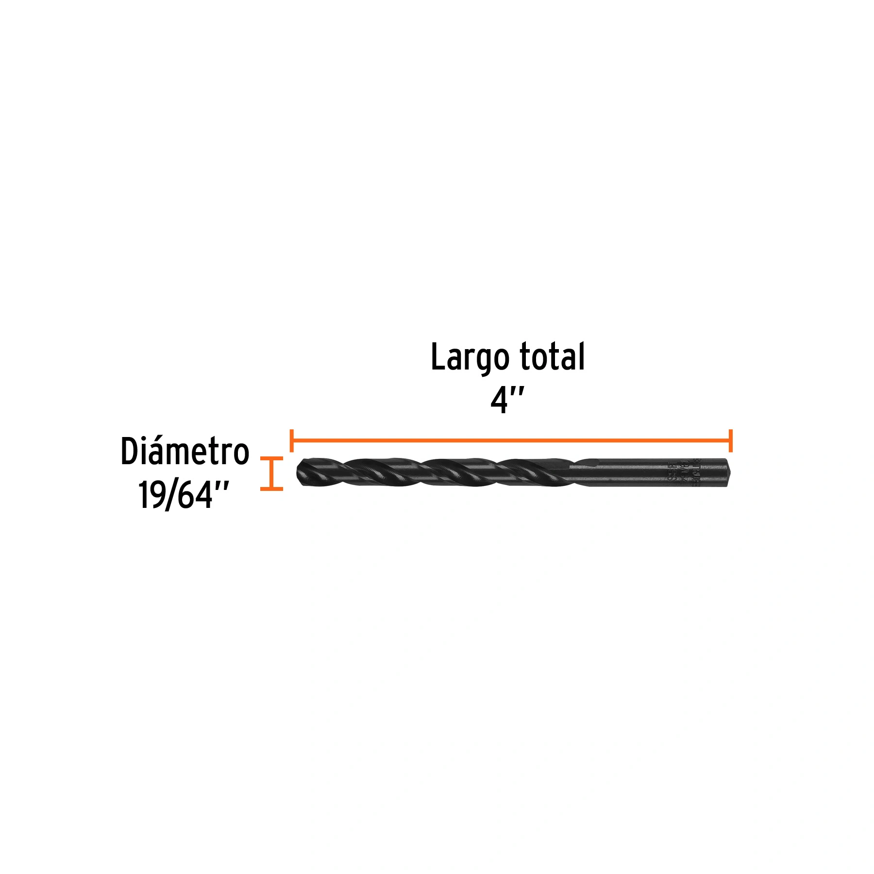 Broca HSS 19/64' Trublack para metal, TRUPER