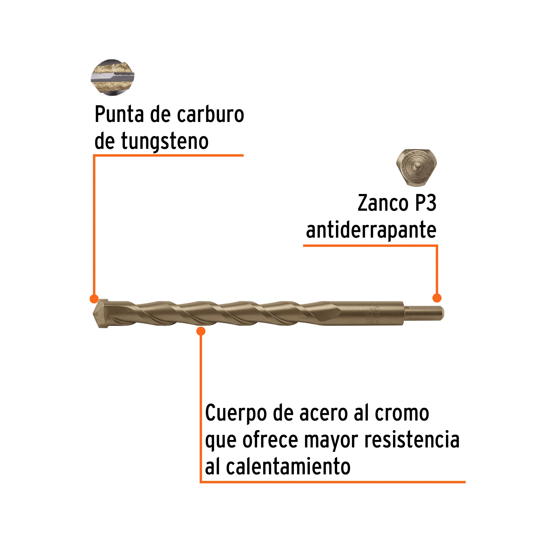 Broca para concreto 25 x 300 mm, TRUPER