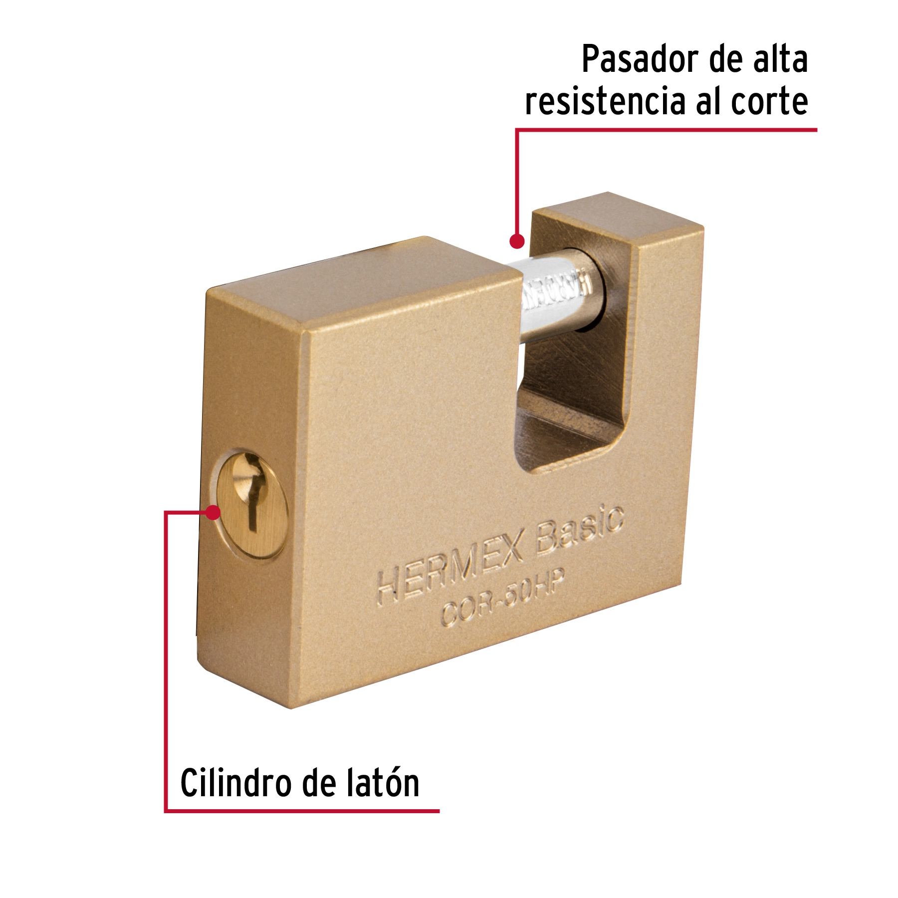 Candado antipalanca 50 mm cuerpo de hierro, HERMEX BASIC