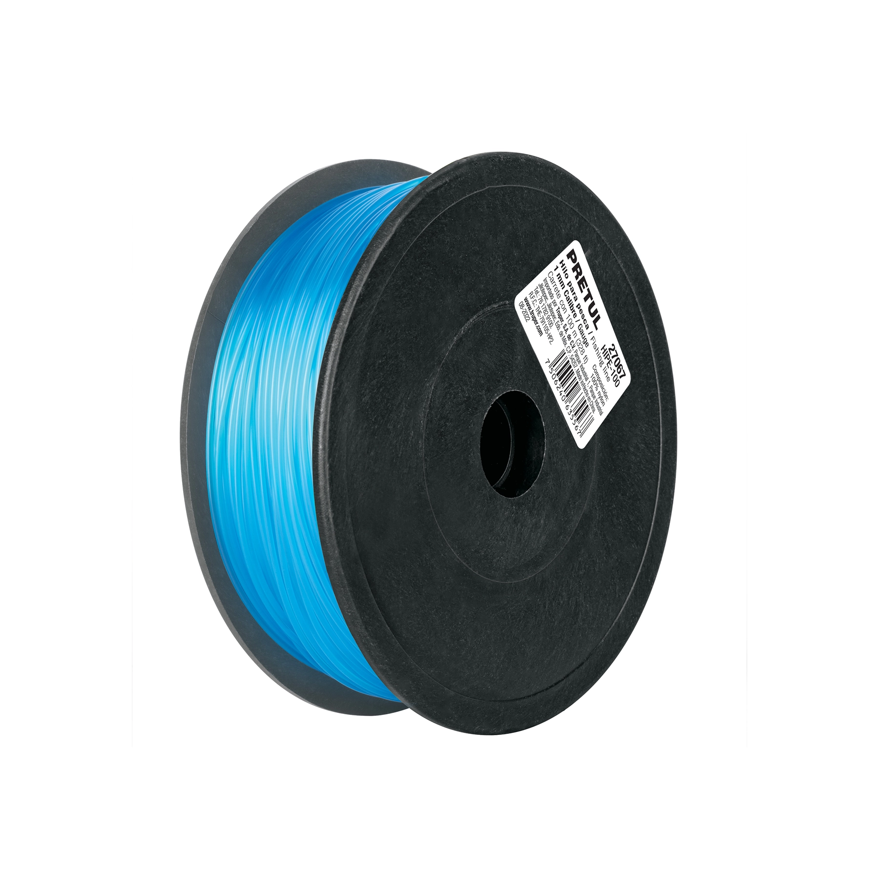 Carrete con 100 m de hilo para pesca azul calibre 1.00 mm