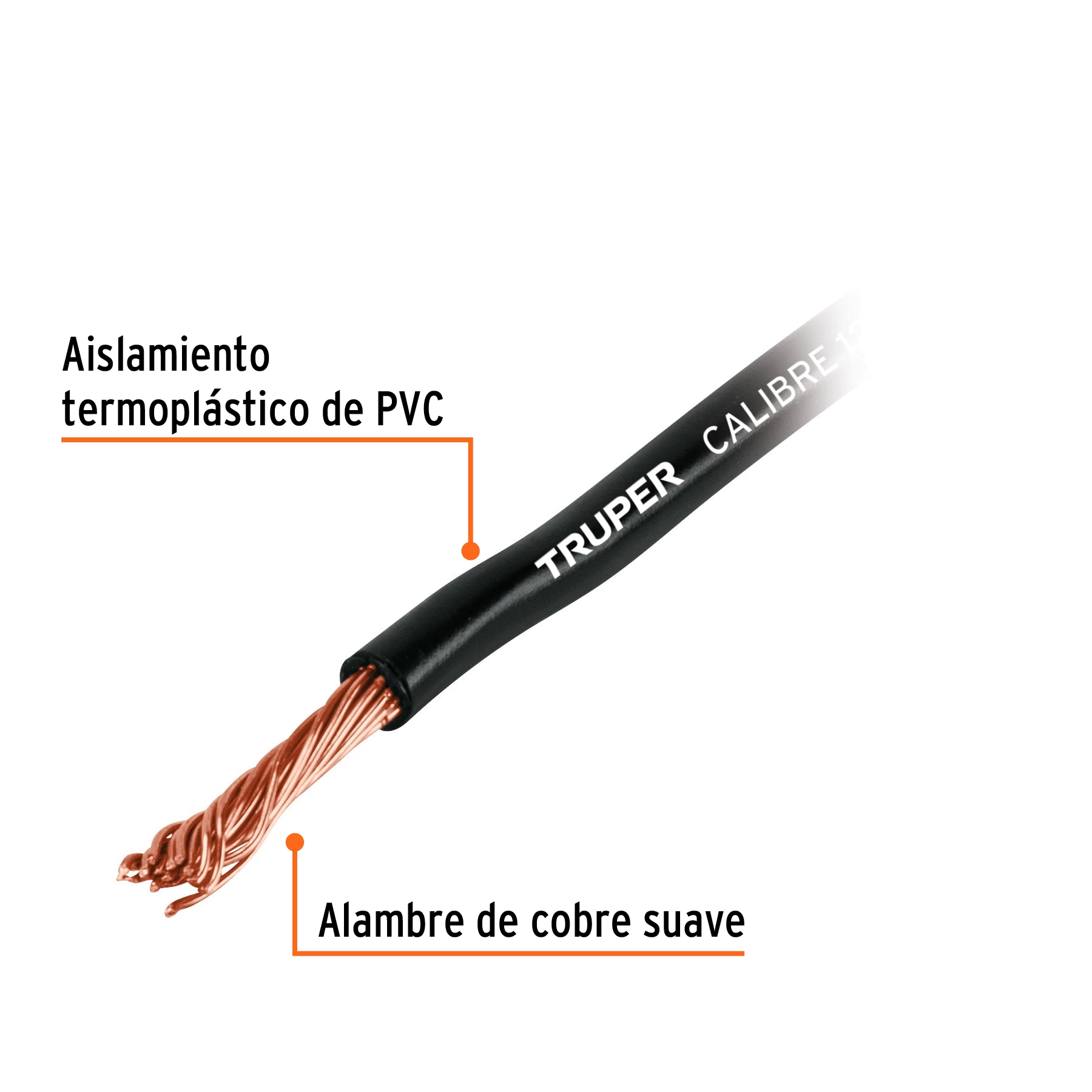 Carrete con 12 m de cable primario negro calibre 18, TRUPER