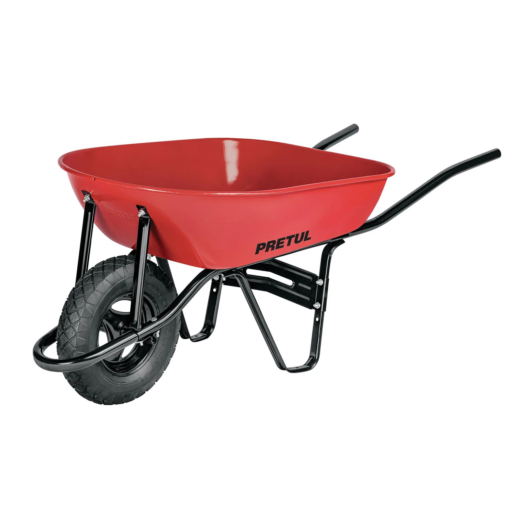 Carretilla 5.5 ft3 roja, neumática, bastidor tubular, PRETUL