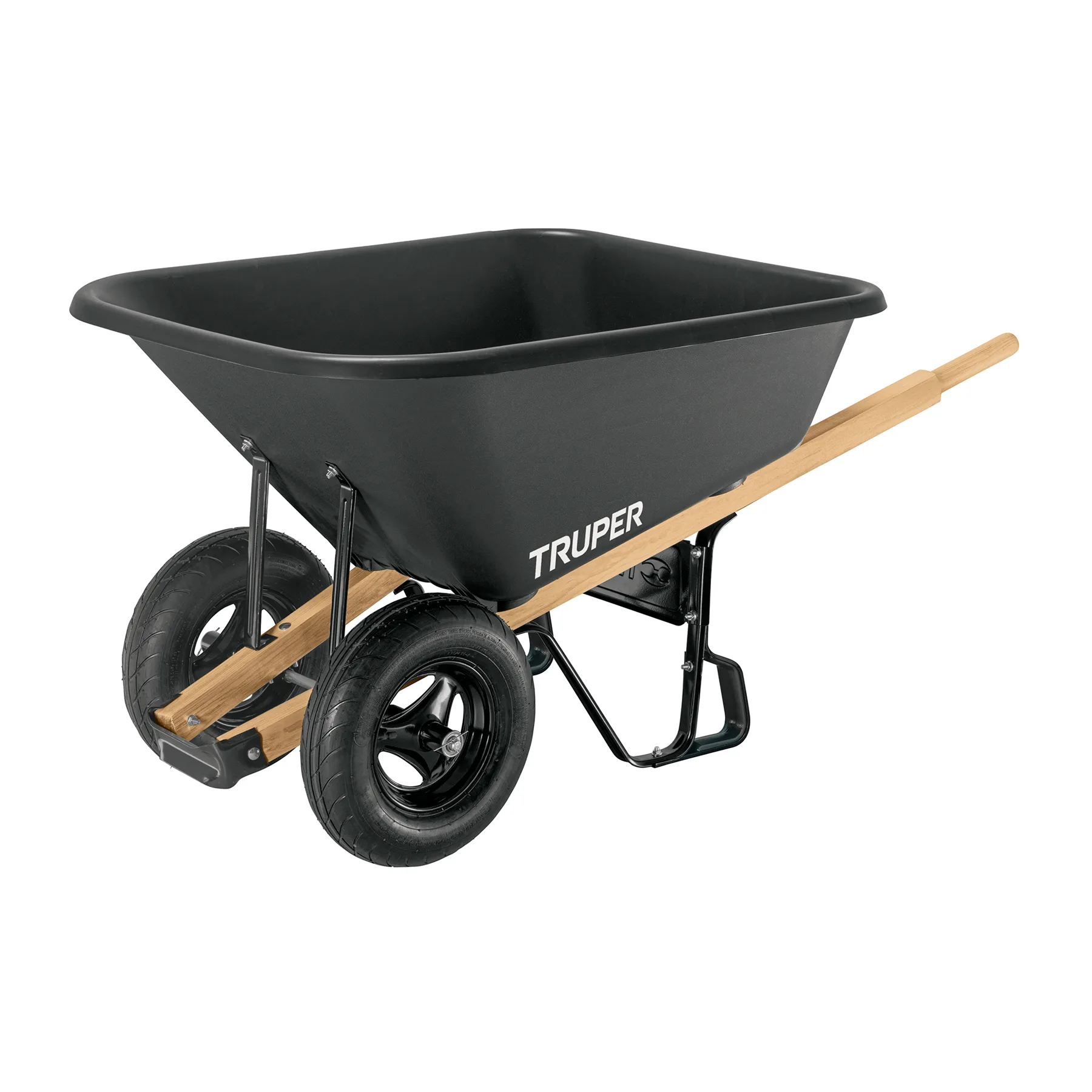 Carretilla c/plástica 8 ft3 Doble llanta neumática b/madera