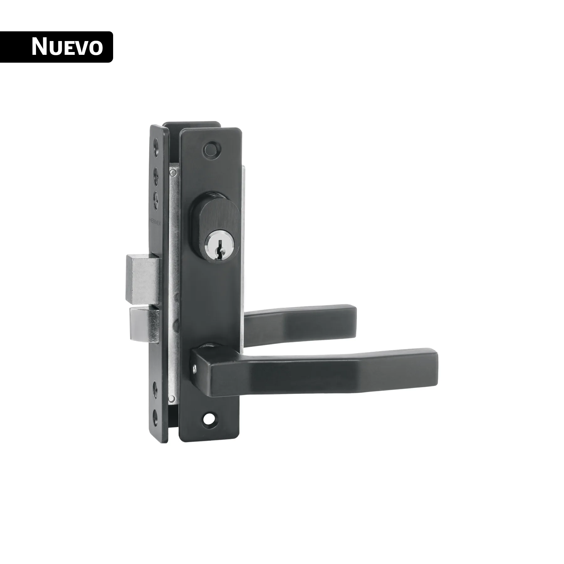 Cerradura para perfil de aluminio, llave-llave, negra