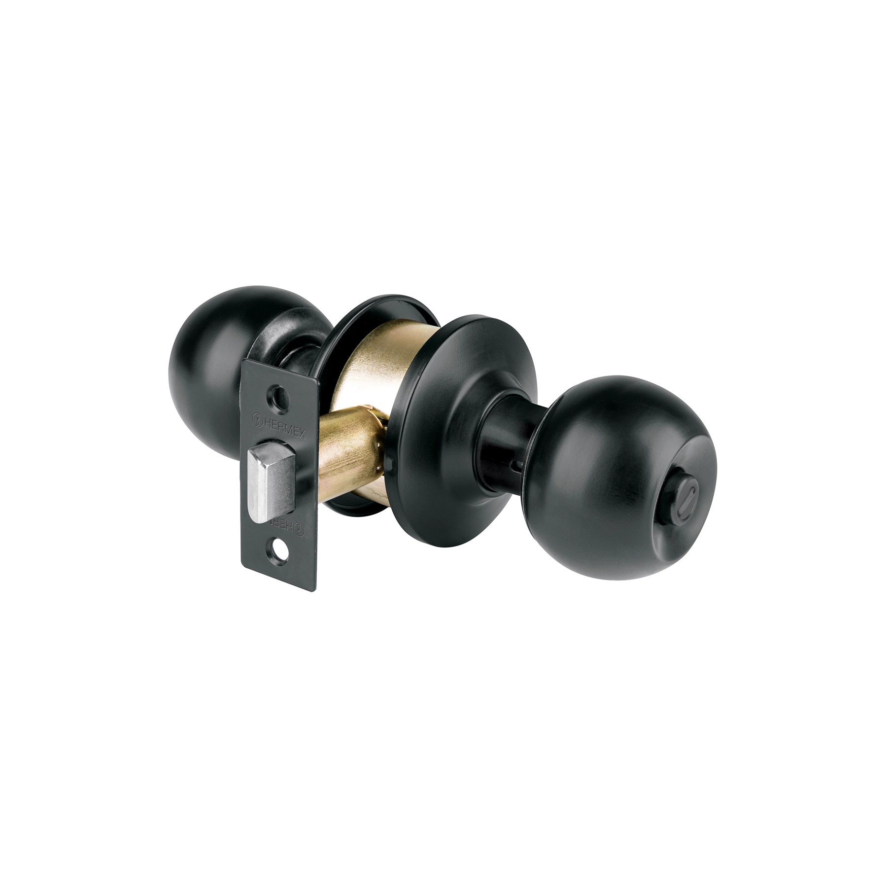 Cerradura tipo esfera, cilíndrico, baño, negro, BASIC
