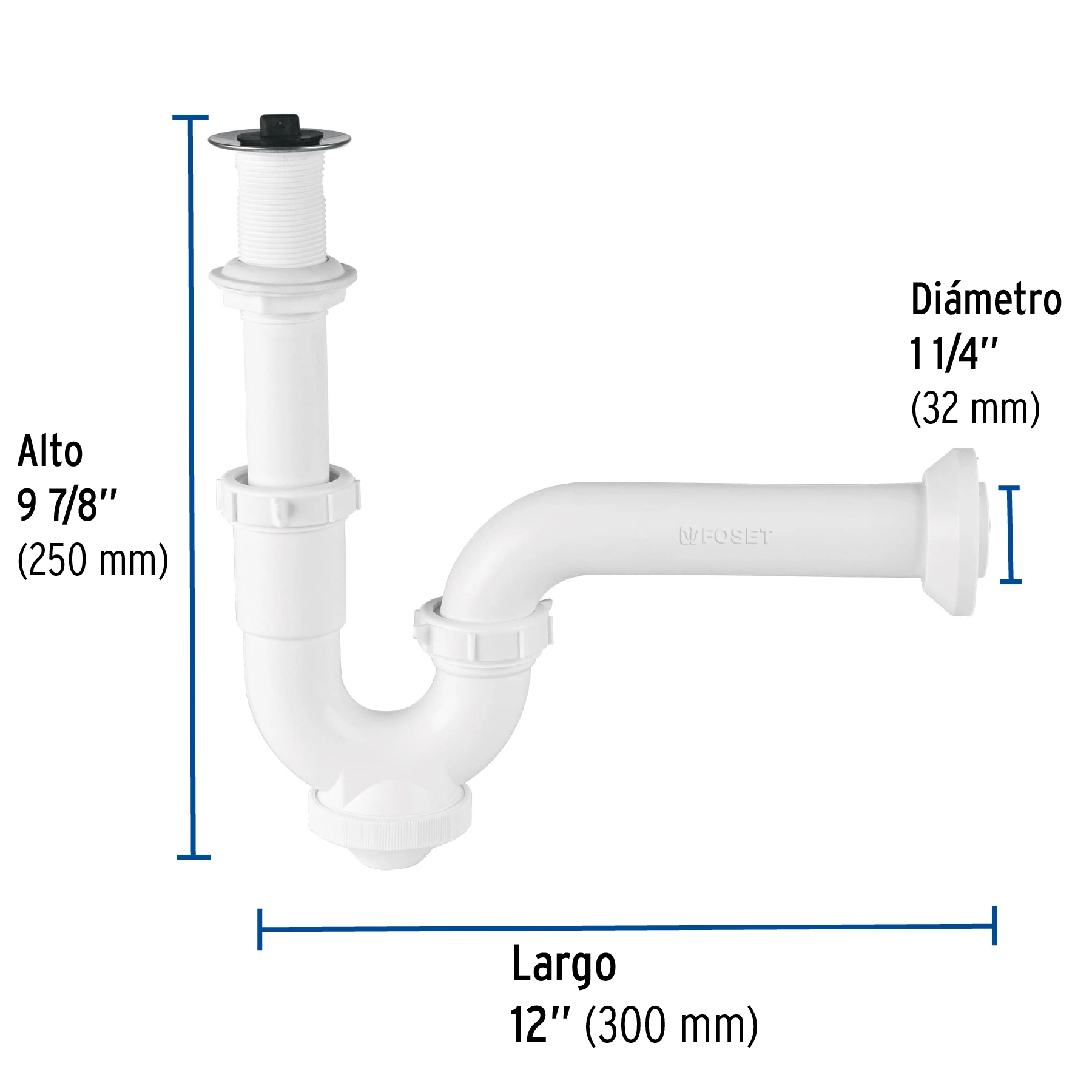Céspol rígido de ABS con contra, para lavabo, FOSET