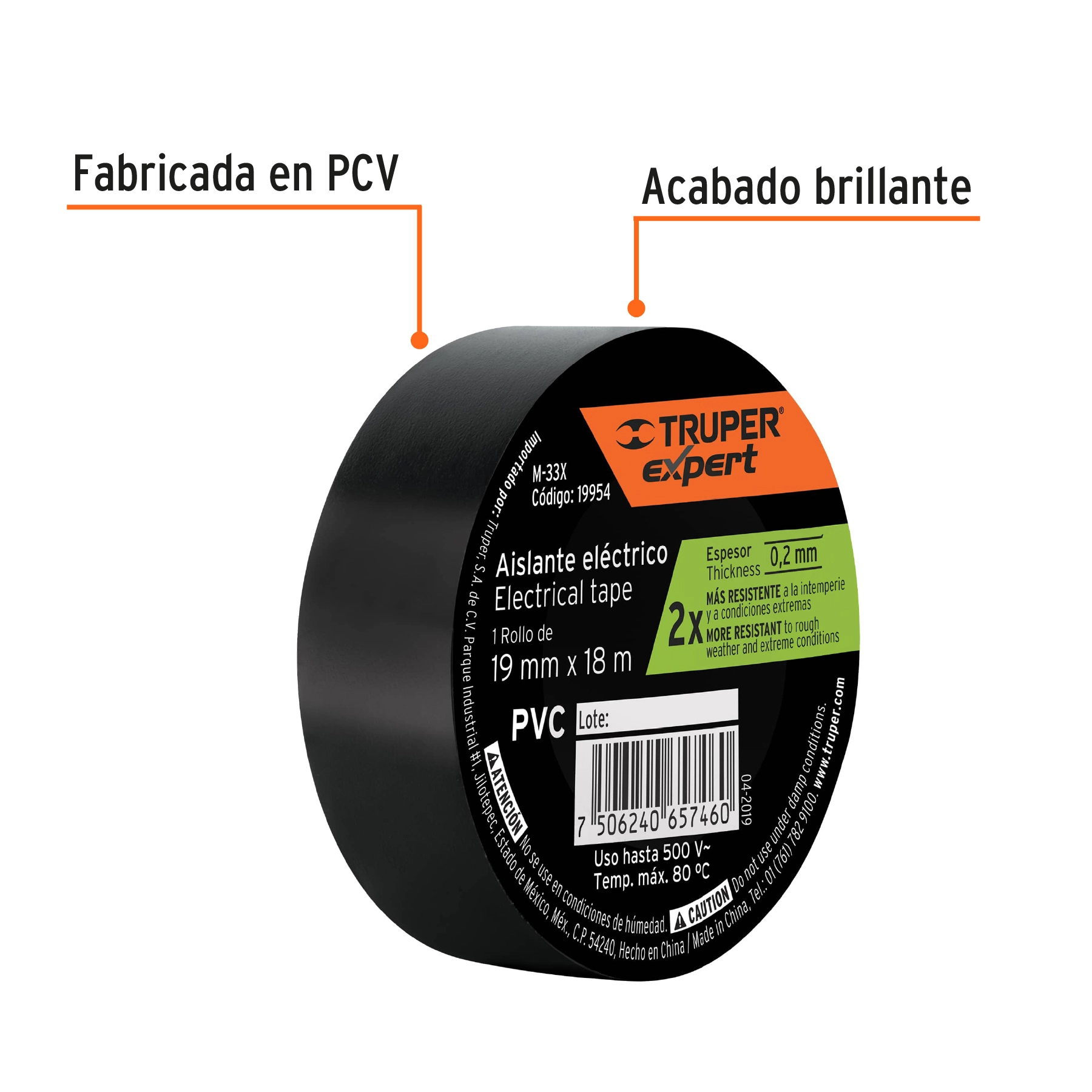 Cinta de aislar 19mm x 18m, TRUPER EXPERT