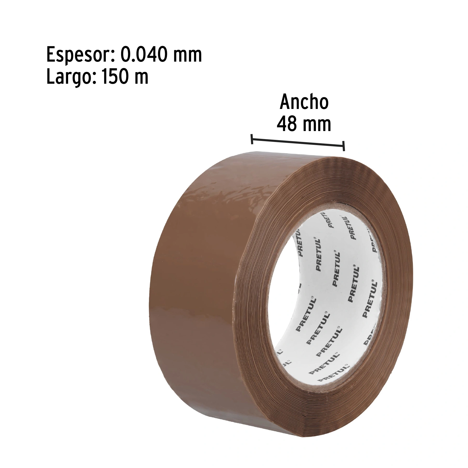 Cinta de empaque 48 mm x 150 m canela, PRETUL