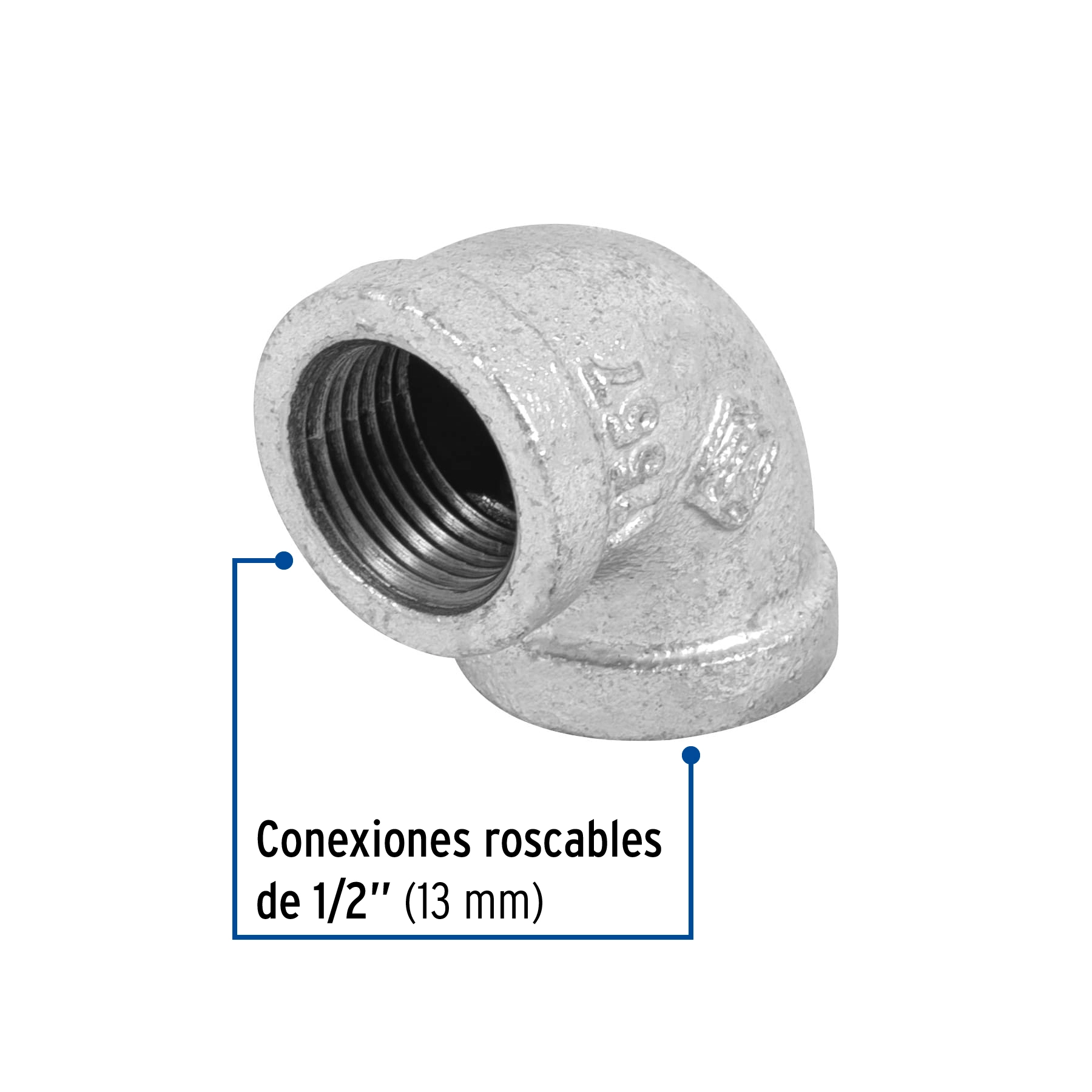 Codo 90° acero galvanizado de 1/2', FOSET