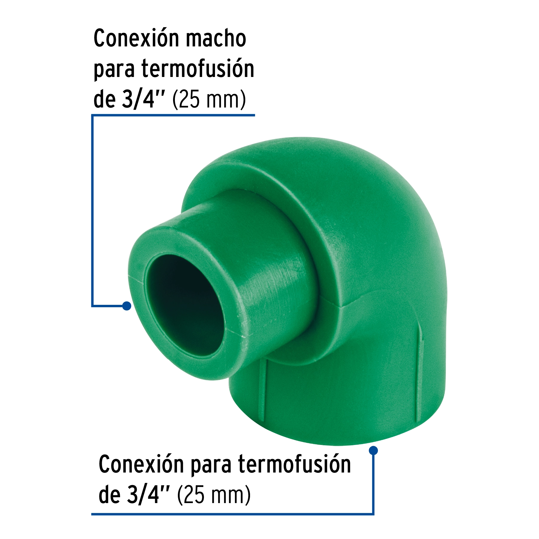 Codo 90° PPR, 3/4', macho-hembra, FOSET