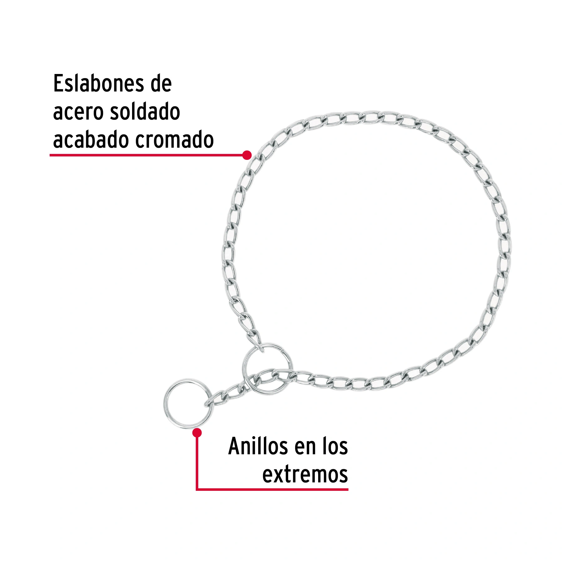 Collar de entrenamiento para perro, 45 cm, eslabón 2 mm