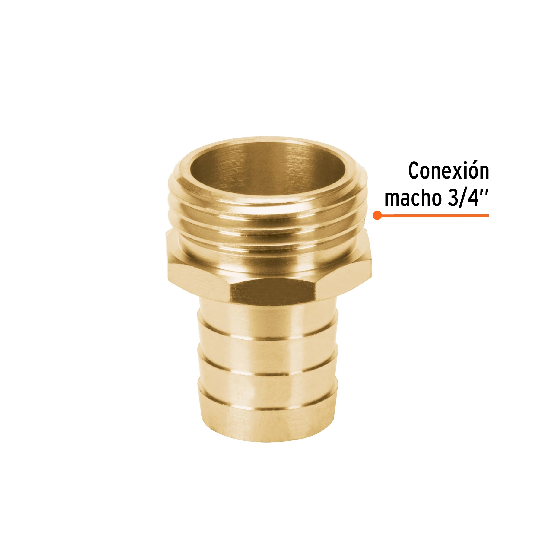 Conector 3/4' macho de latón sólido para manguera, TRUPER