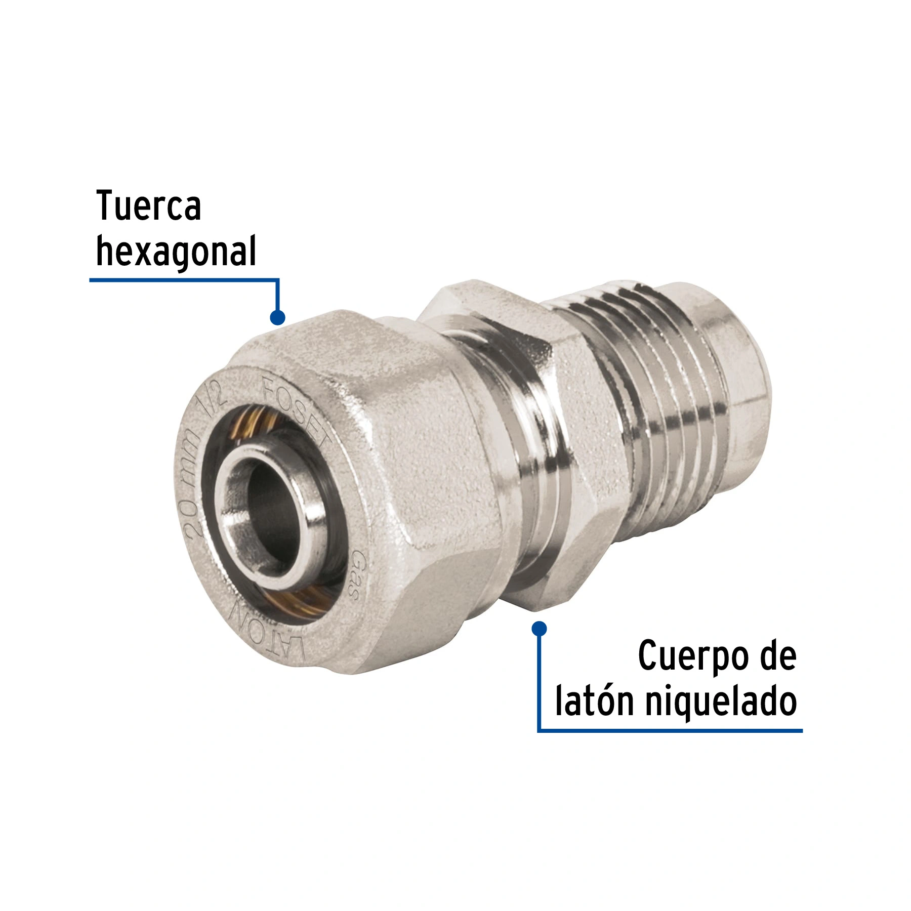 Conector para PEALPE, 1/2' a flare 3/8', FOSET