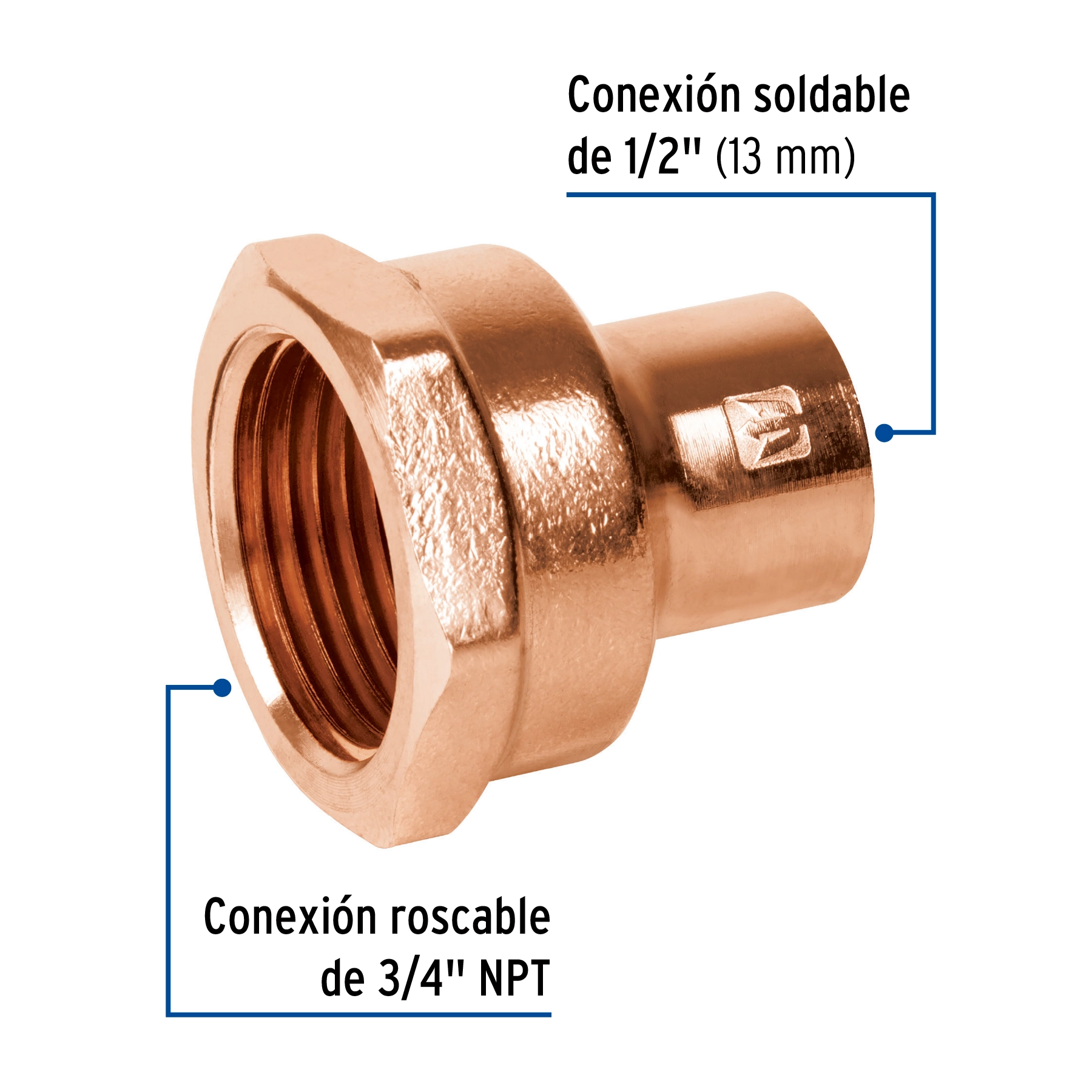 Conector reducido hembra 1/2 x 3/4', FOSET