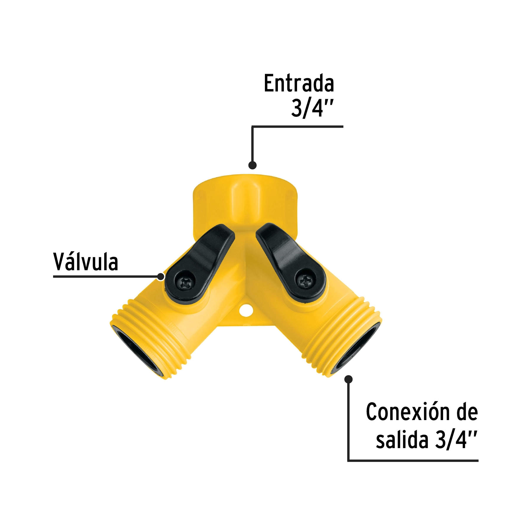 Conector 'Y' 3/4' plástico para manguera, PRETUL