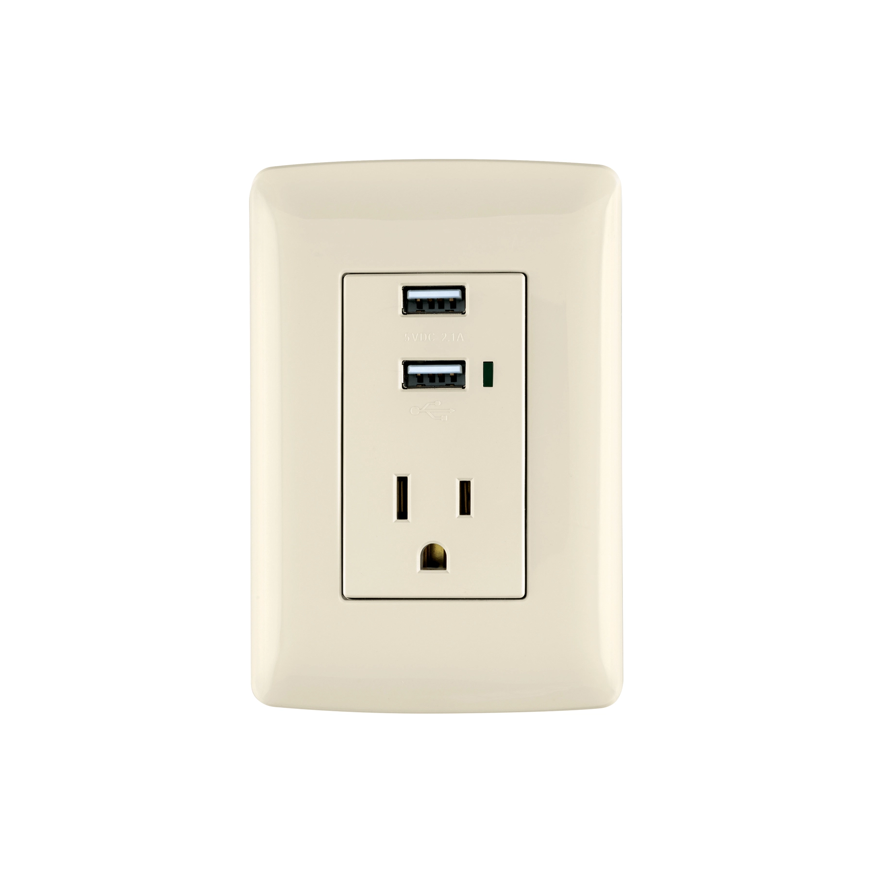 Contacto aterrizado + 2 puertos USB, marfil, línea Italiana