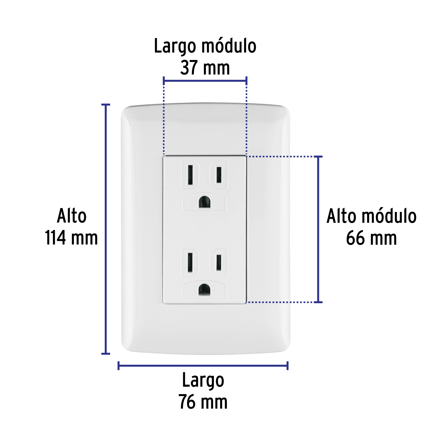 Contacto dúplex aterrizado, color blanco, línea Italiana