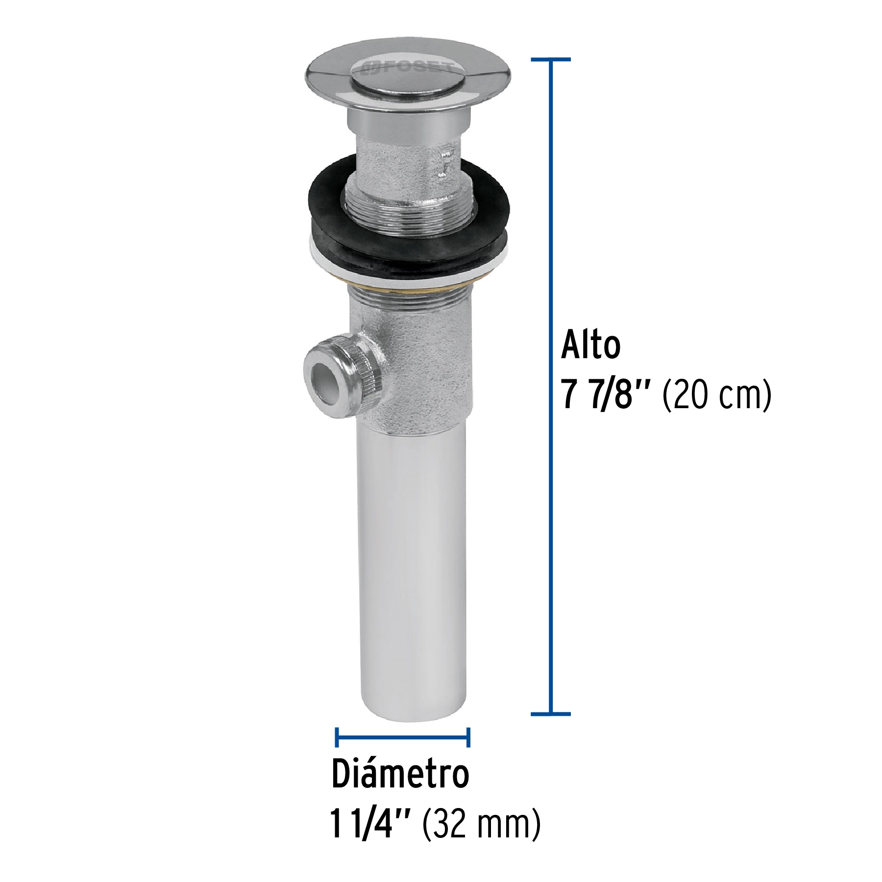 Contra para lavabo, con rebosadero,sistema automático, cromo